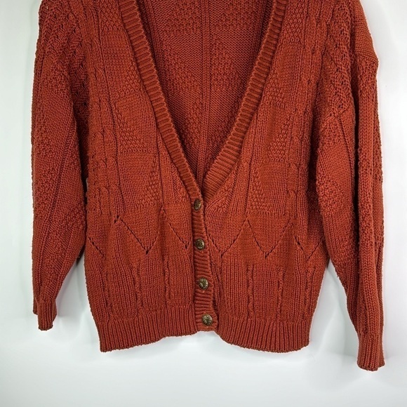 Vintage Winona Knits Burnt Red Vneck Button Sweater Size Small/Medium - Picture 3 of 9